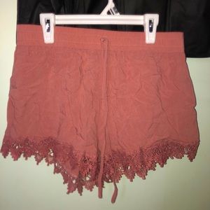 Ambiance Womens Mauve Shorts with Floral on Bottom